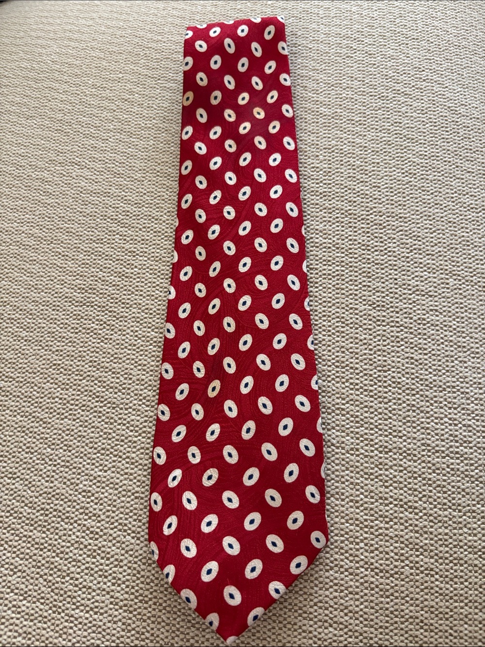 Men's Red Polka Oval Silk Tie - Classic Dress Tie